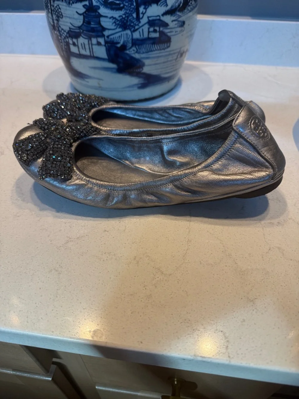 Tory Burch gunmetal leather